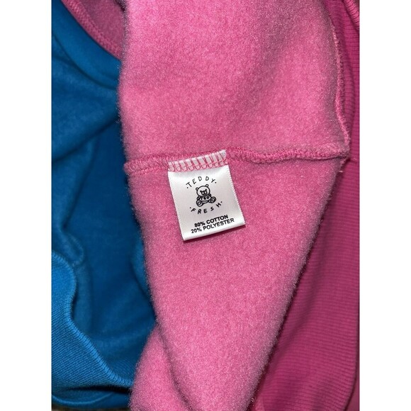 Teddy Fresh Adult XL Full Zip Blue Pink Hoodie Sweatshirt‎ Jacket Streetwear - Picture 6 of 7